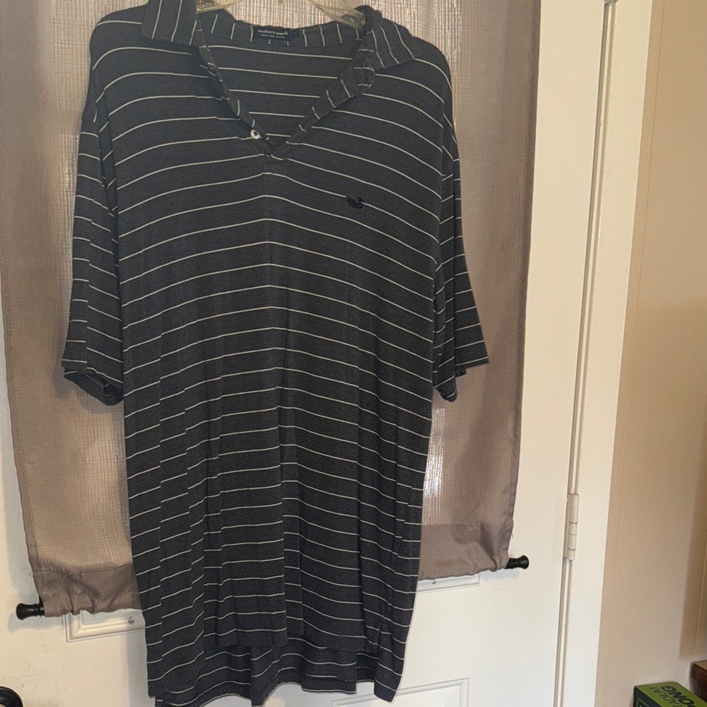 Southern Marsh Gray Striped Polo Shirt